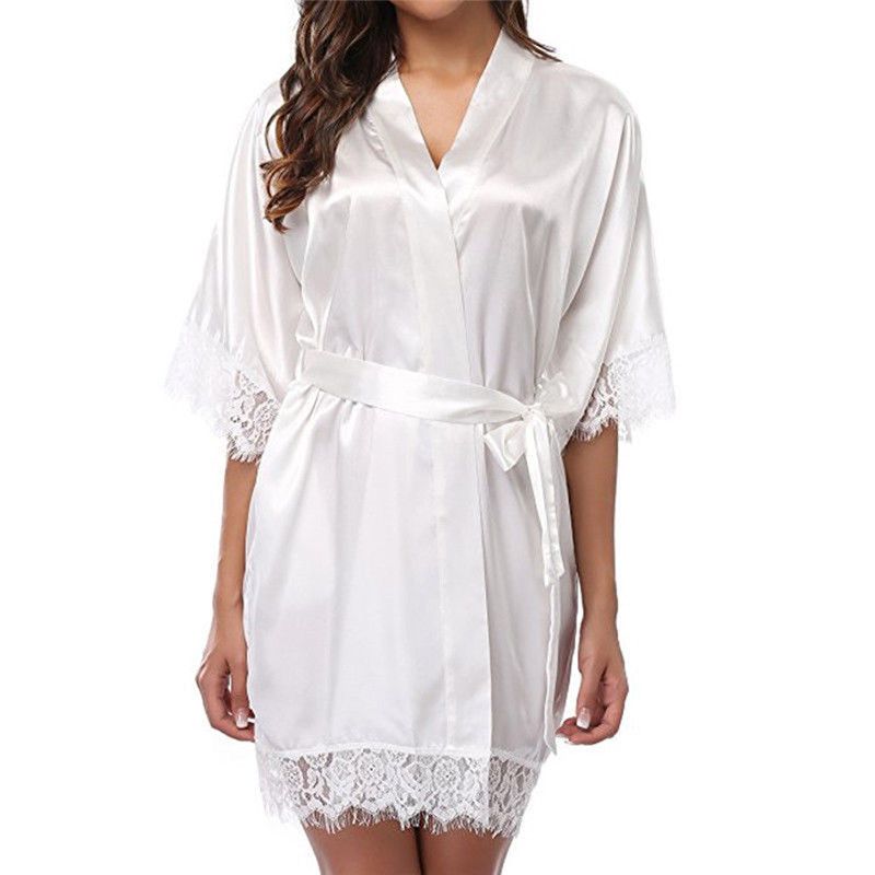 1PCS S-XL Women Short Satin Bride Robe Y Wedding Dressing