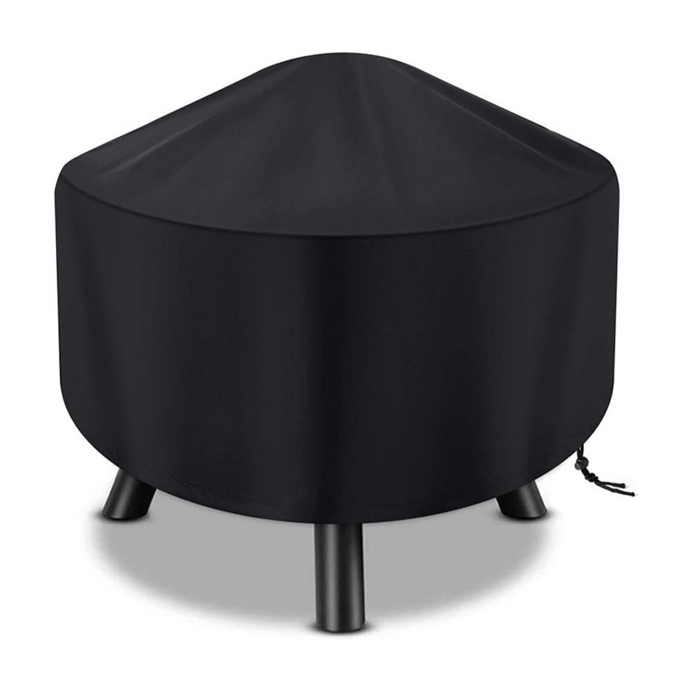 Round Fire Pit Cover Waterproof And Weather Resistant Durable Fabric BBQ Dust Cover For Outdoors Stove Brazier BBQ Accessories