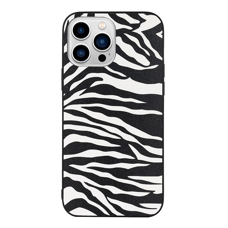 For IPhone 14 Pro Max TPU Leather Phone Case (Zebra Texture)