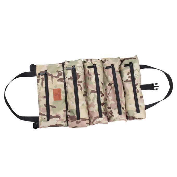 Roll Pouch With Zipper Tool Organizer Pouch Bag  Brown