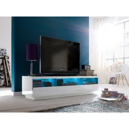 Sadia Glossy Led Light Tv Stand - White