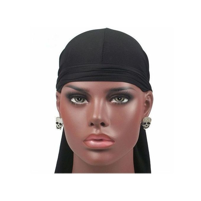 Black Durag For Women Premium Solid Head Wrap