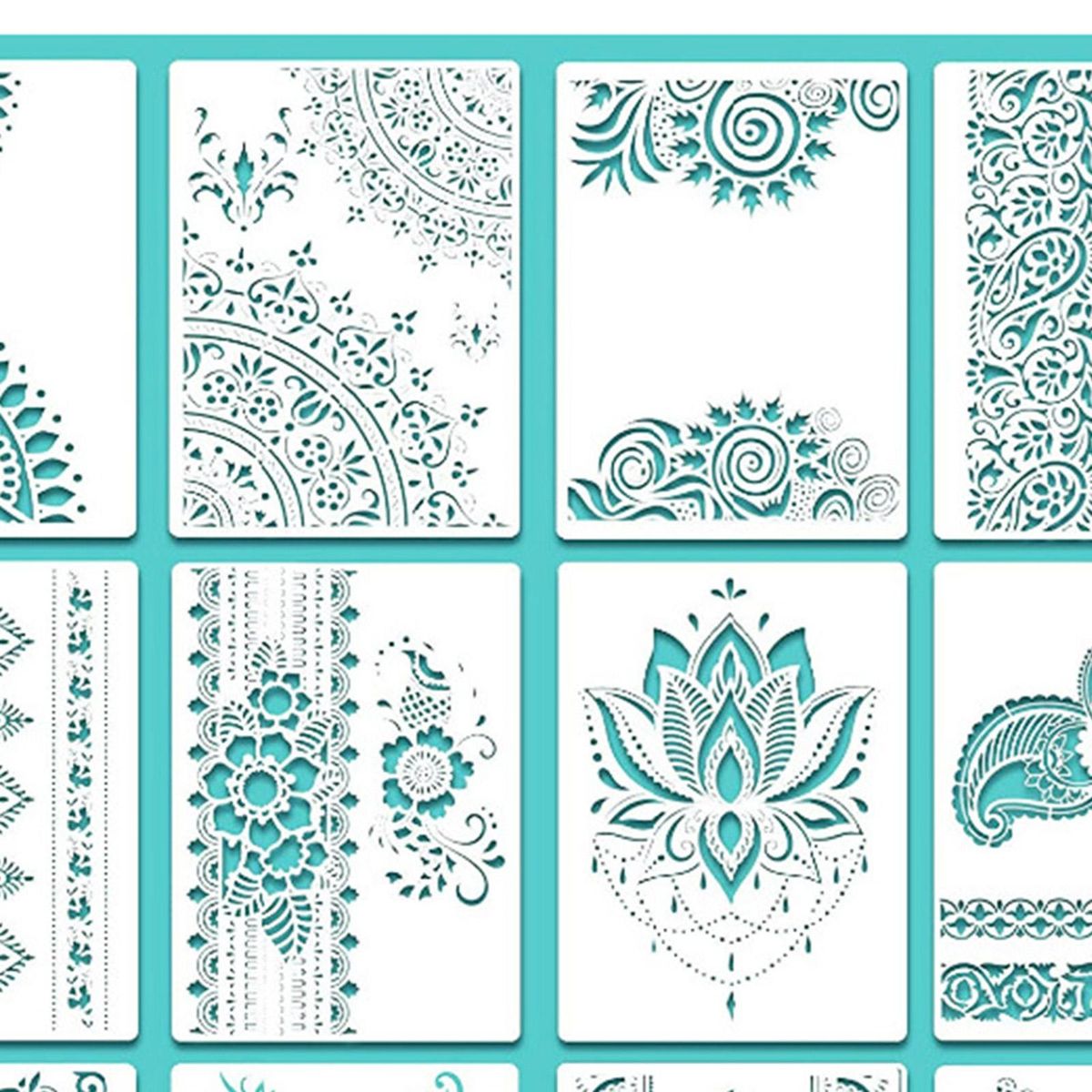 12pcs A4 Size Mandala Stencils For Floor Wall Tile Stamp For DIY Set 1