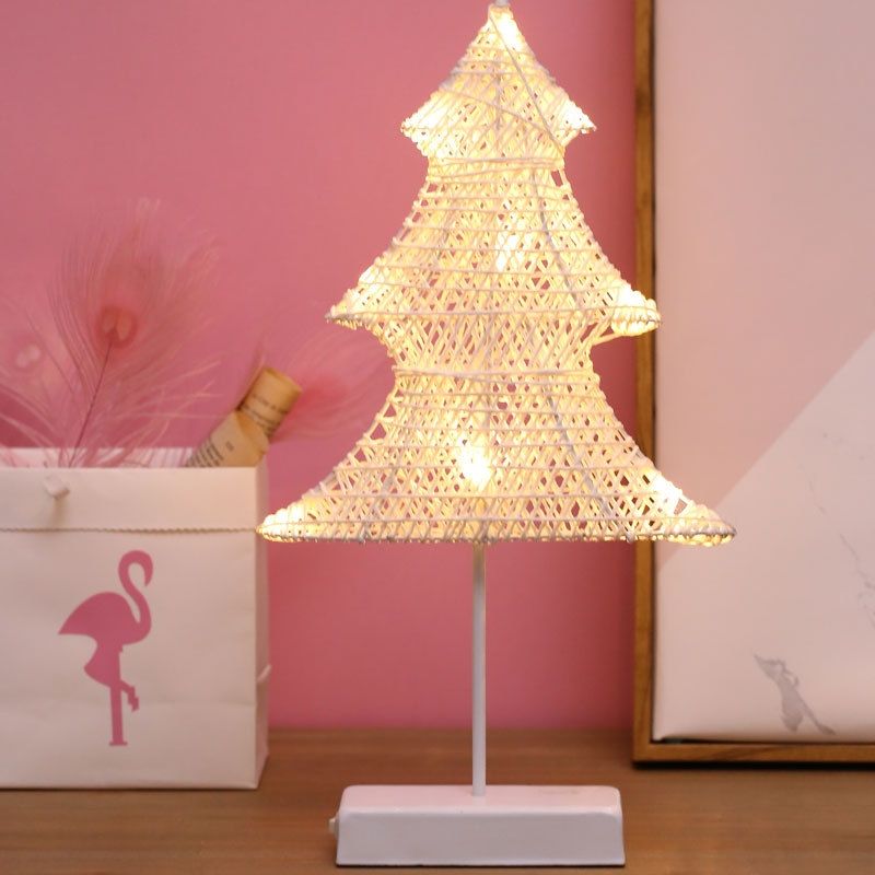 Christmas Tree Shape Rattan Romantic LED Holiday Light With Holder, Warm Fairy Decorative Lamp Night Light For Christmas, Wedding, Bedroom(Warm White)