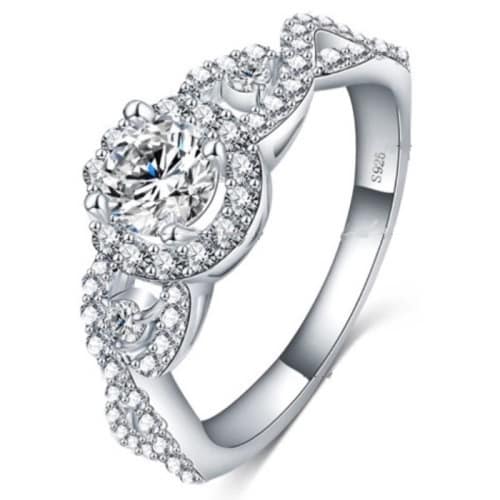 Platinum Plated AAA+ CZ Engagement Ring