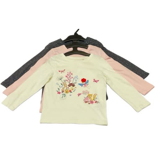 Squirrel Print Girls Longsleeve Tops 3pcs Multicolour