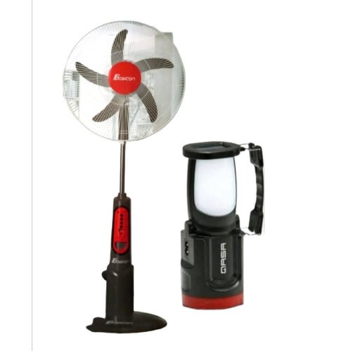 18" Rechargeable Standing Fan + Remote + Free Latern