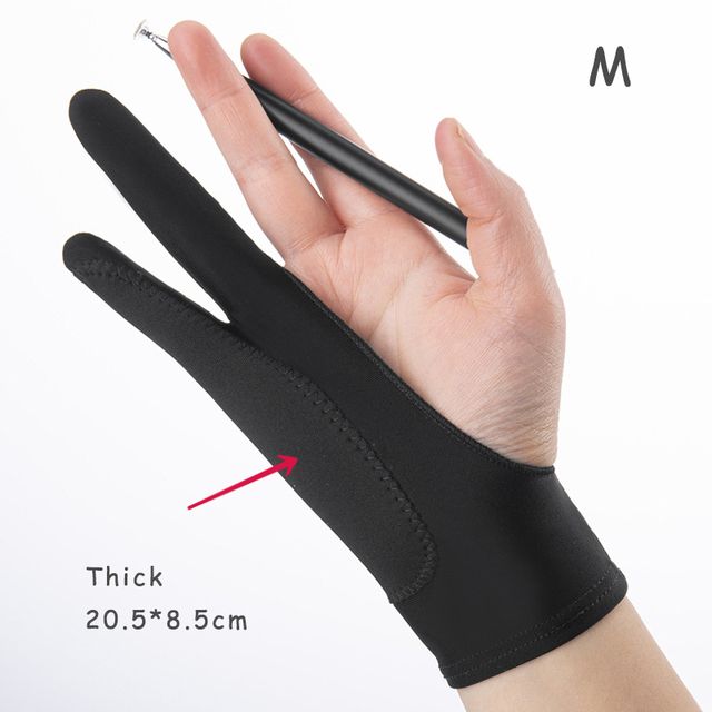 Anti_touch Two_Finger Hand Painting Gloves For Tablet Digital Board Screen Touch Drawing Anti_fouling Oil Painting Art Supplies(#Thick M)