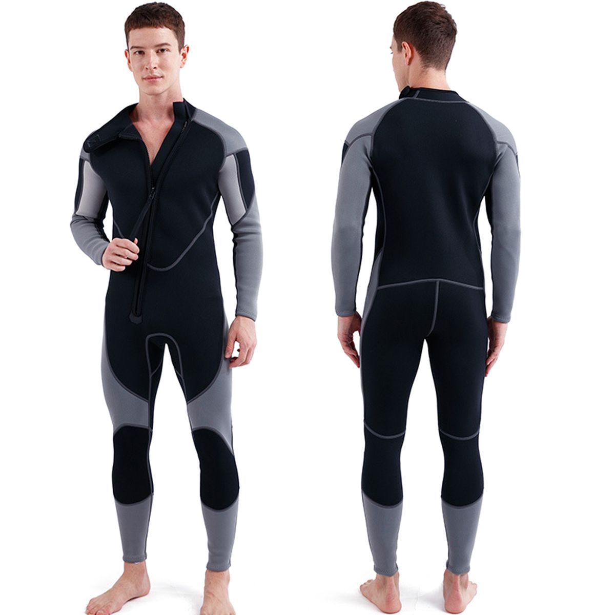 3mm Neoprene Wetsuit For Men Front Zip Full Body Diving Suit