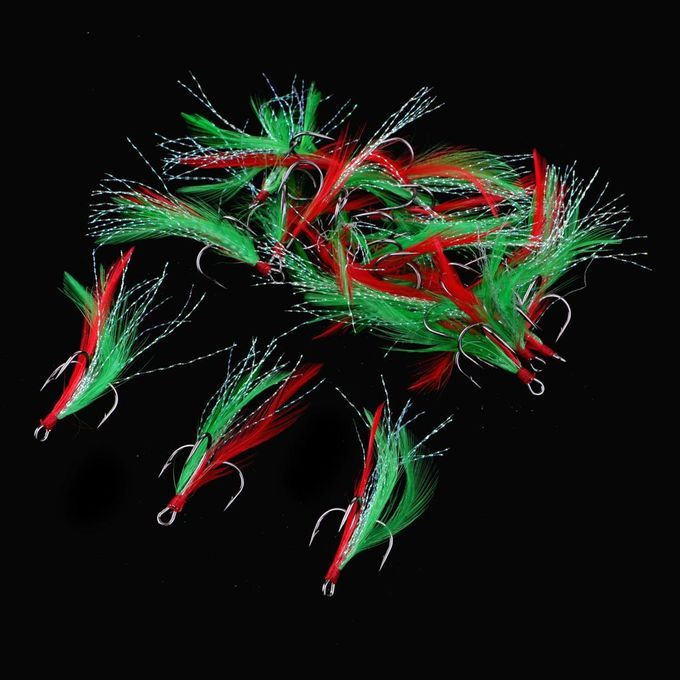 20pcs  Treble Hooks With Feather Fly Minnow   SZ005