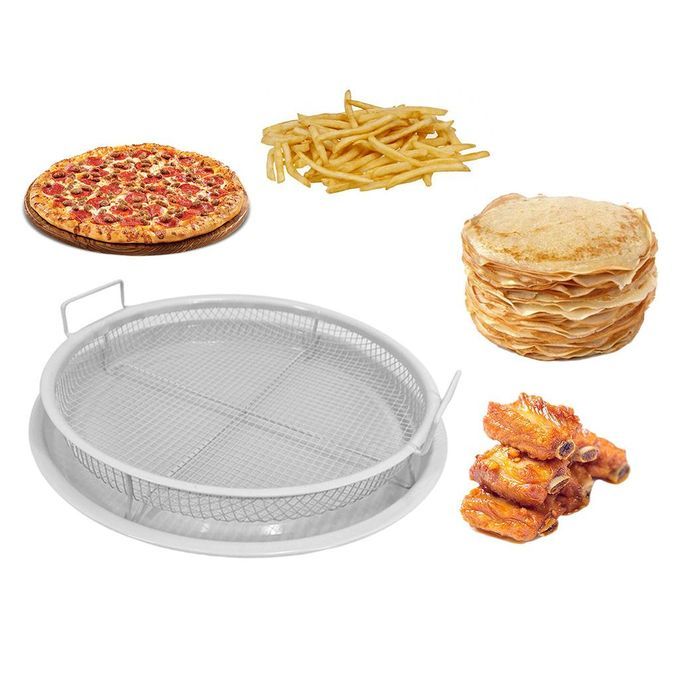 Chips Basket Baking Dish Drying Rack Oil Filter For Air Fry Pan White