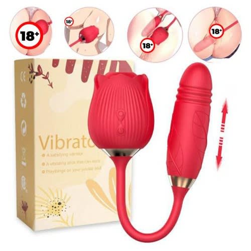 Usb Charging Two-in-one Automatic Retractable Rose-shaped Clit Sucking Vibrator