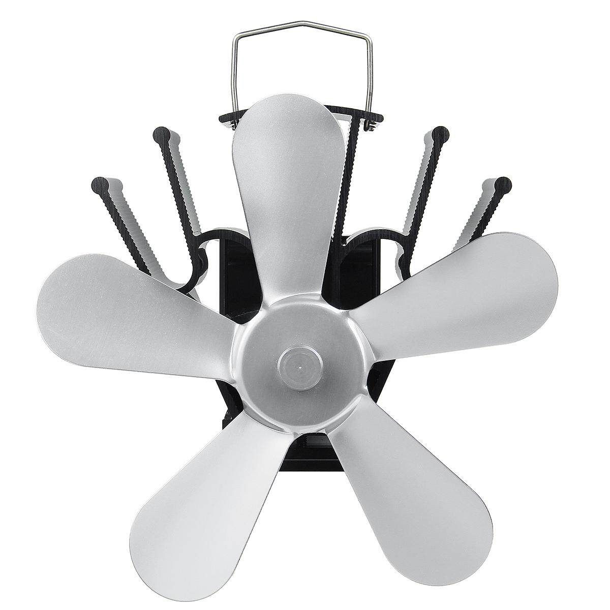 5 9 Heat Powered Fireplace Fan Eco-Friendly Fuel Saving Stove Fan Silver