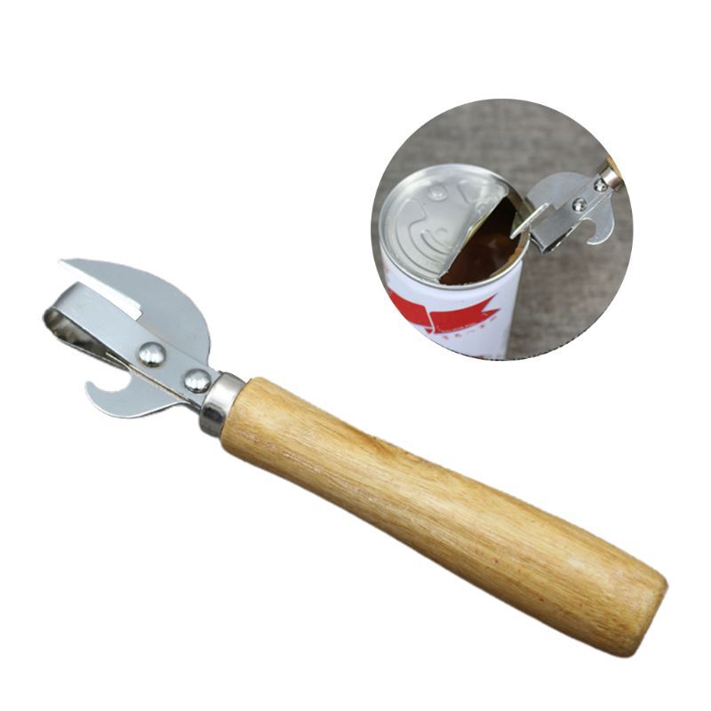 Wooden Handle Manual Can Opener Stainless Steel Canned  Tin