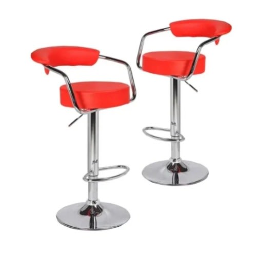 Round Bar Stool - 2pcs Red