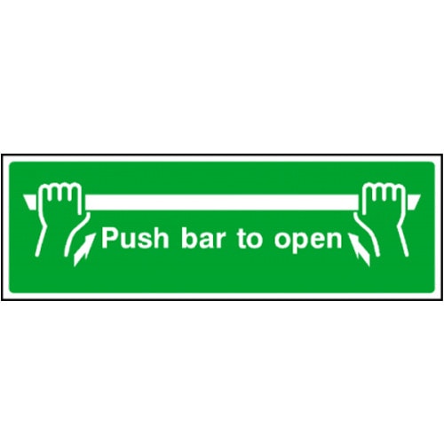 Fire Push Bar To Open Emergency Exit Sign - 305mm X 105mm