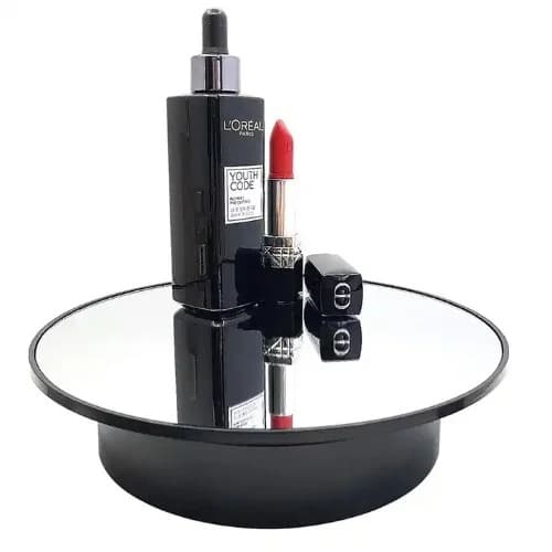 Battery Operated Mirror Top Turntable Stand - Black - 195 x 4cm