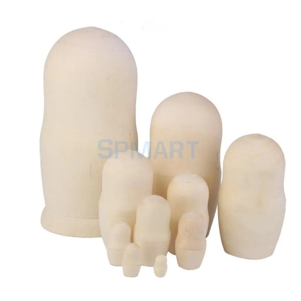 10Pcs Blank DIY Painting Russian Nesting Dolls