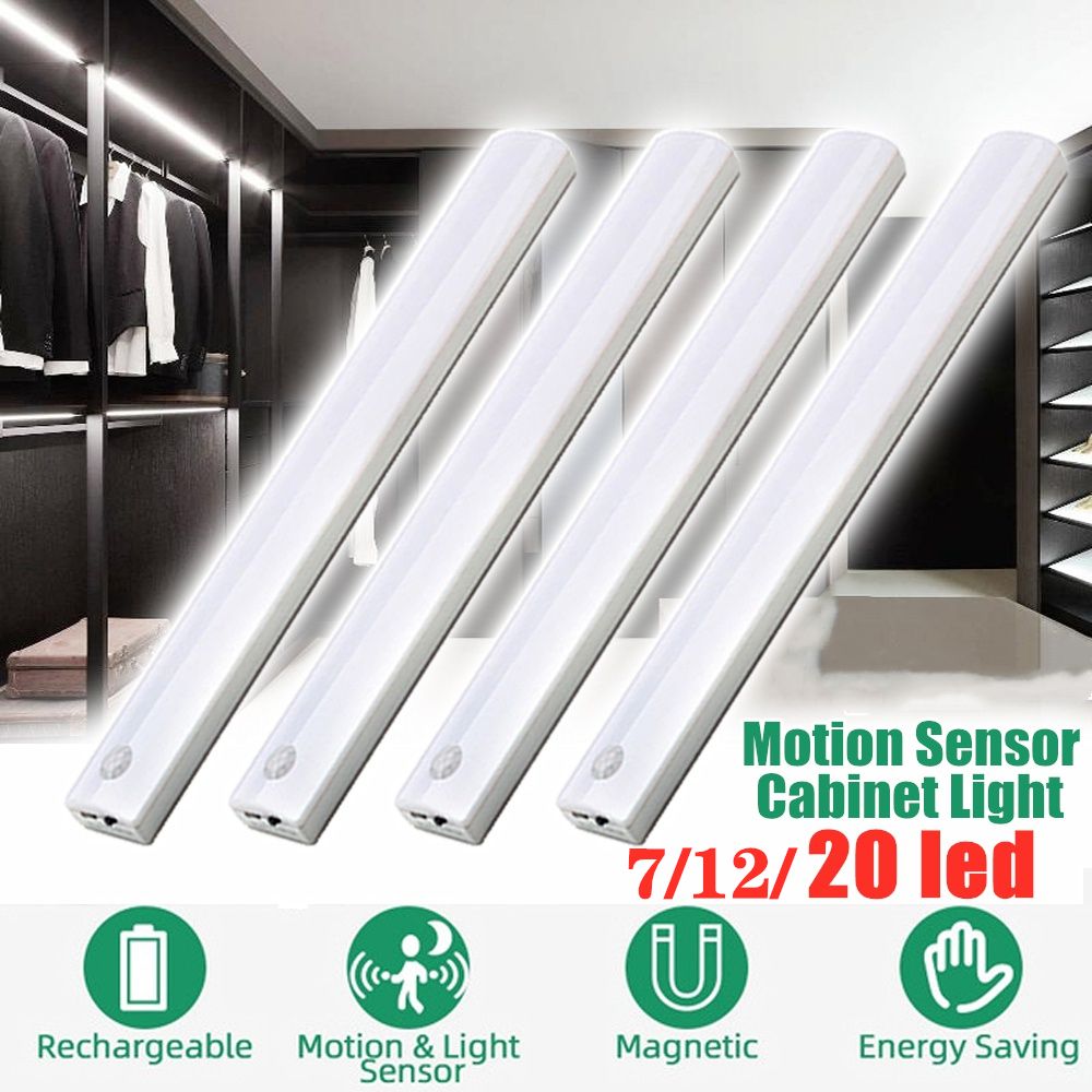 Portable Wireless PIR Motion Sensor Light Infrared Induction Lamp Super Bright Light Bar For Closet Cabinet Wardrobe Stairway-35cm(20led)