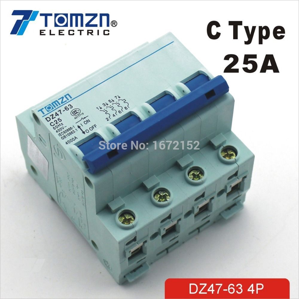 4P 25A 240V 415V Circuit Breaker MCB TYPE 4