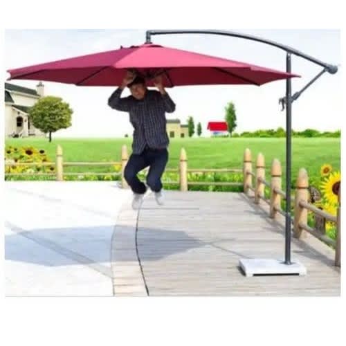 Garden Umbrella Cantilever Support With Marble Base- Wine