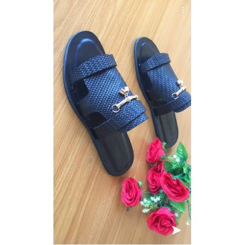 Men's Basket Design Leather Slippers