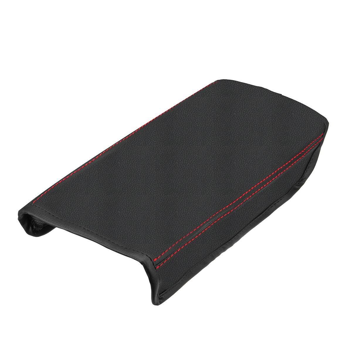 Front Console Lid Armrest Cover Decoration For Honda Accord 2003 2004 2005 2006 2007 #Black Black Skin And Red Line