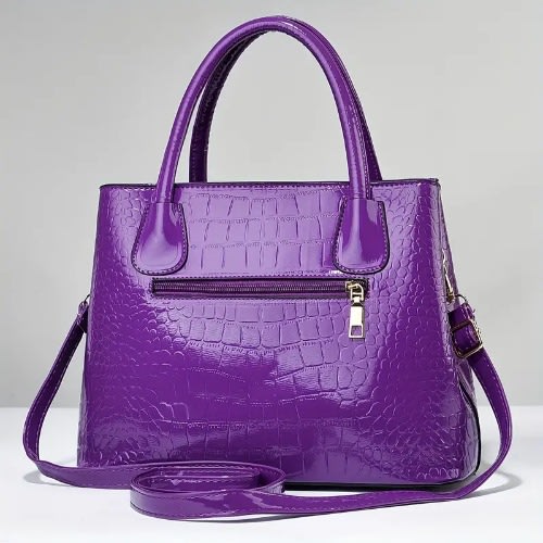 Crocodile Pattern Handbag - Purple