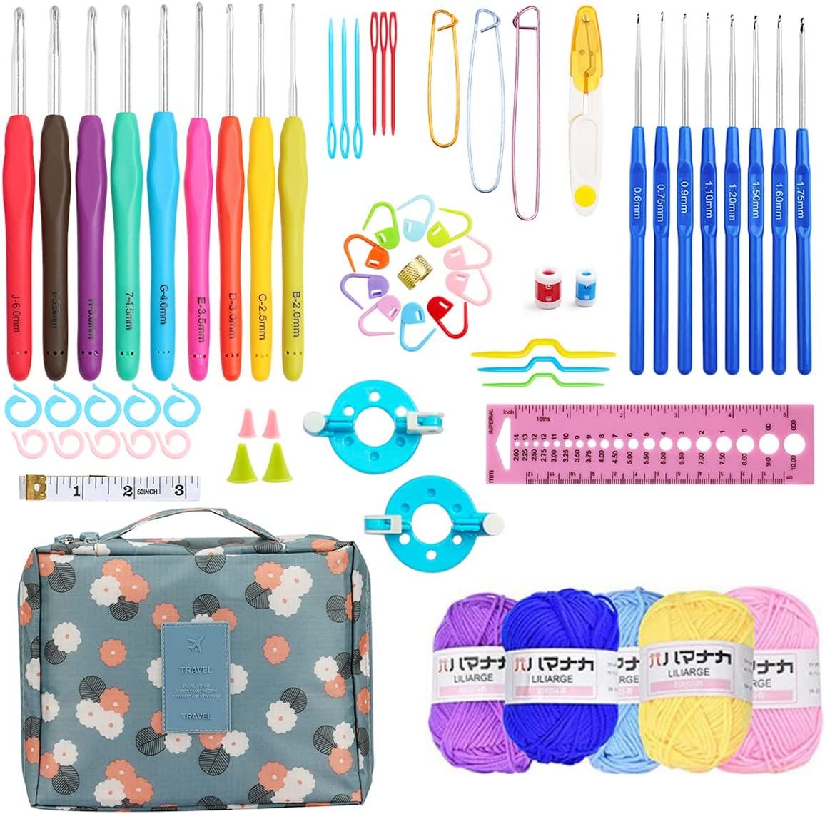 67 Pcs Crochet Hooks Knitting Needles Knit Sewing Gift Women's Storage Bag