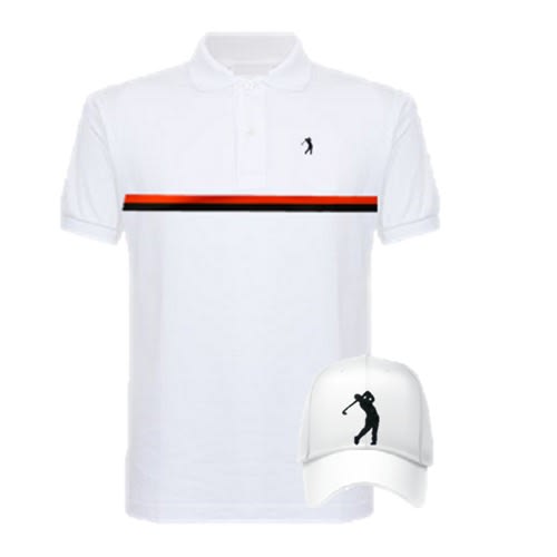 Designed Stripped Polo T-shirt With Face Cap