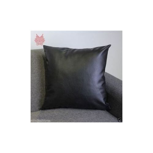 Leather Fiber Stuffed Throw Pillow - Black