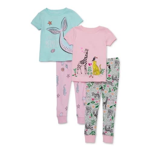 Girls Zebra Short Sleeve Snug Fit Pyjamas Sleepwear ( Size Run Small ) .