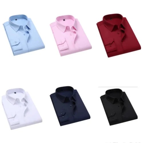 6 Set Of Corporate Long Sleeve Shirt - White, Black, Pink, Wine, Sky Blue, Navy Blue