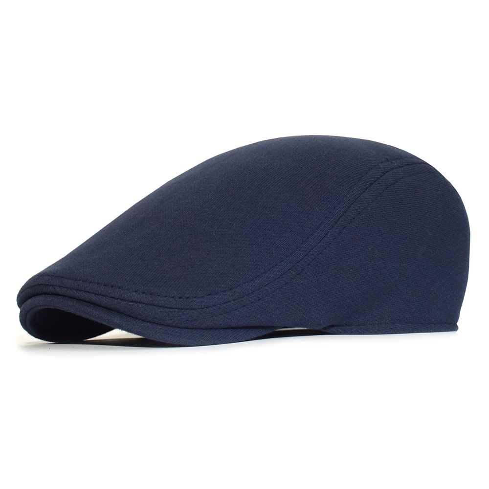Men Blue Cotton Soft Flat Beret Cap