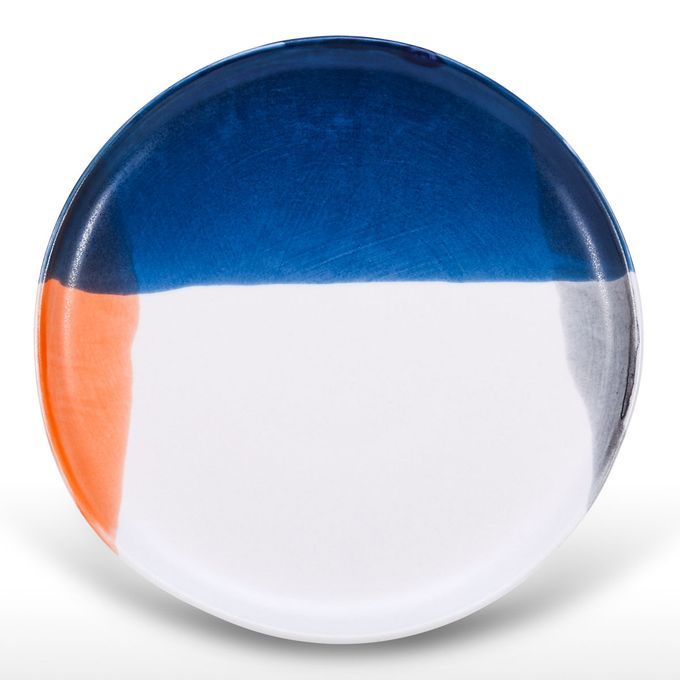 Ceramic Plate Kitchen Plate White Blue Orange Plate Salad-