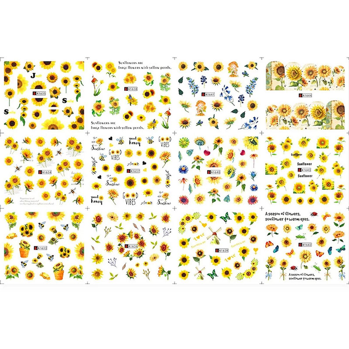 Water Transform Nail Sticker Sunflower Daizy Nail Stickers
