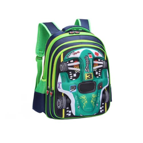 Children's 3D Embossed Cartoon Character School Bag - Green
