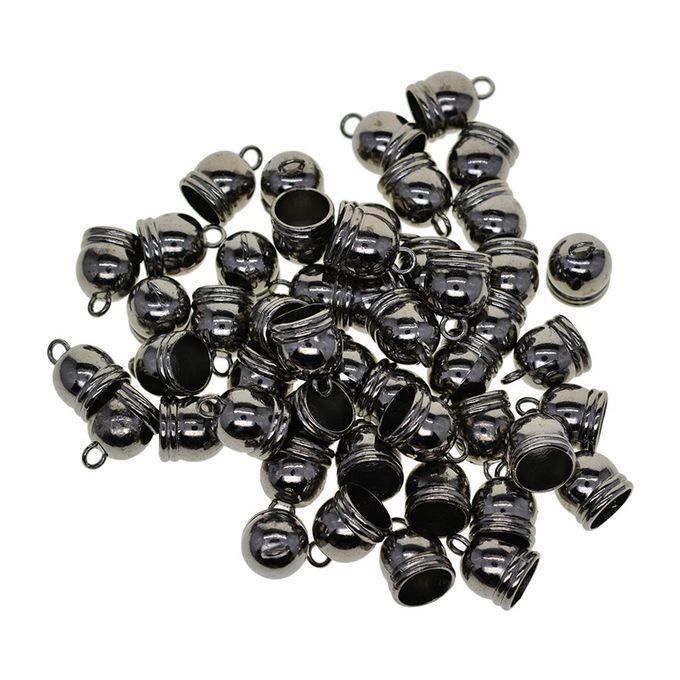 50pc Bell End   Bead Stopper Fit 10mm Leather Taseel Cord DIY Black