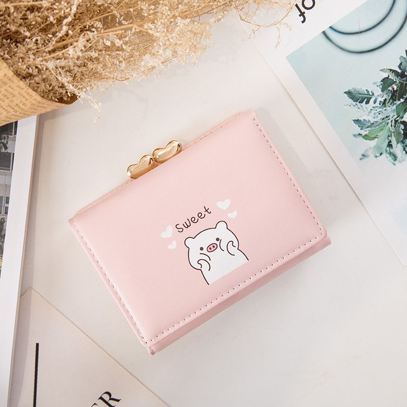 2021 New Simple Folding Ms. Wallet Student Cute Cartoon