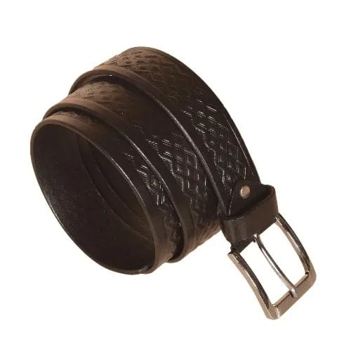 Patterned Leather Belt- Black