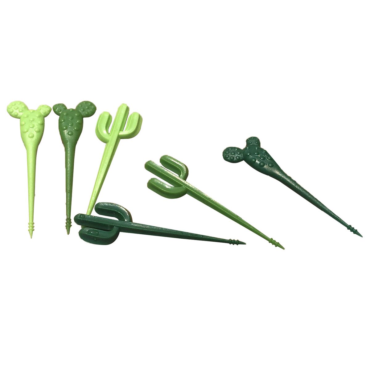 6Pcs/Box Fruit Toothpicks Portable Green Cactus Shape ABS-