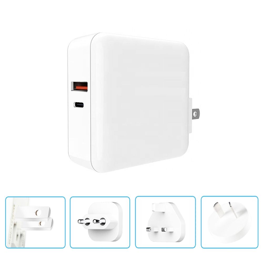 A6 65W QC 3.0 USB + PD Type-C Dual Fast Charging Laptop Adapter For Book Series, US Plug + EU Plug + AU Plug + UK Plug