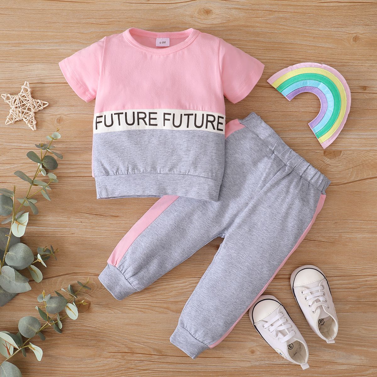 0-2 Years Baby Girls Sports Style Short Sleeves Clothes Set PINK