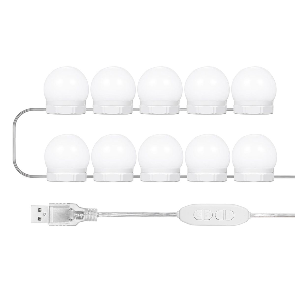 Tomshine Vanity Mirror Fill Lights with 10 Bulbs Adjustable 10 Brightness & 3 Color Temperatures USB Mirror String Light for Makeup Dressing Table