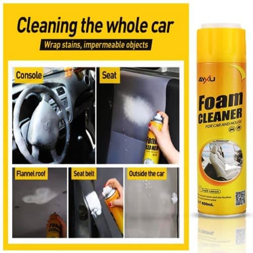 Multifunctional Axyu Foam Cleaner Spray To Clean Car & House Lemon Scent - 650ml