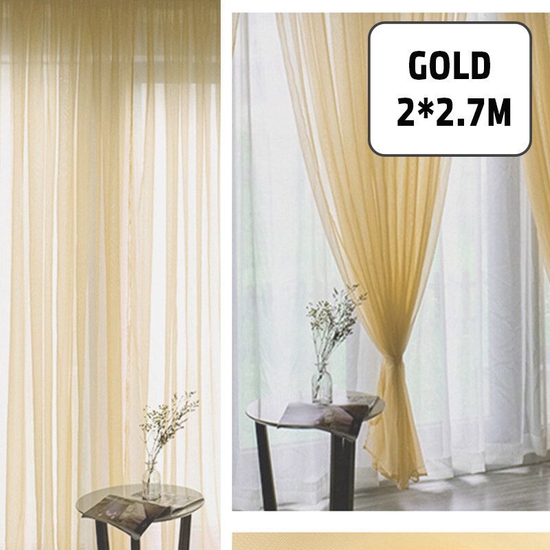 3 Colors Bedroom Curtains Curtains Light Filtering Semi Sheers Curtains Rod Pocket 1x2.7m/1.5x2.7m/2x2.7m Gold-2x2.7m