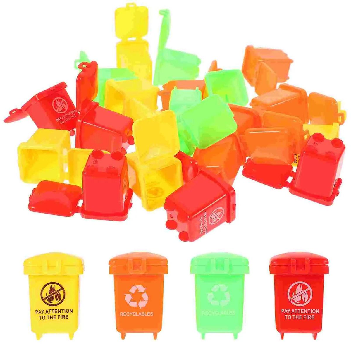 20 Pcs Mini Trash Can Learning Cans Toy Lovely Garbage Truck Model Colored Plastic Photo Prop Child Micro Toys