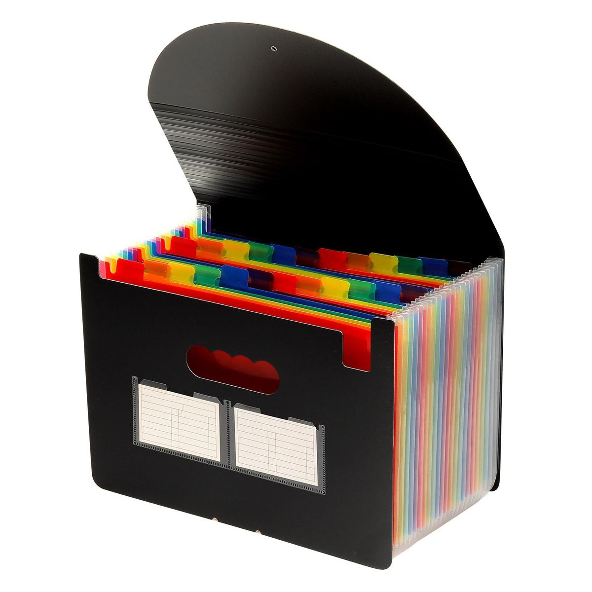 Expanding File Folder 24 Pocket File Organizer Rainbow Color Accordion Folders with Expandable Cover Blank Labels Portable A4 Letter Size File Box Desktop Document Storage for Business Study Home