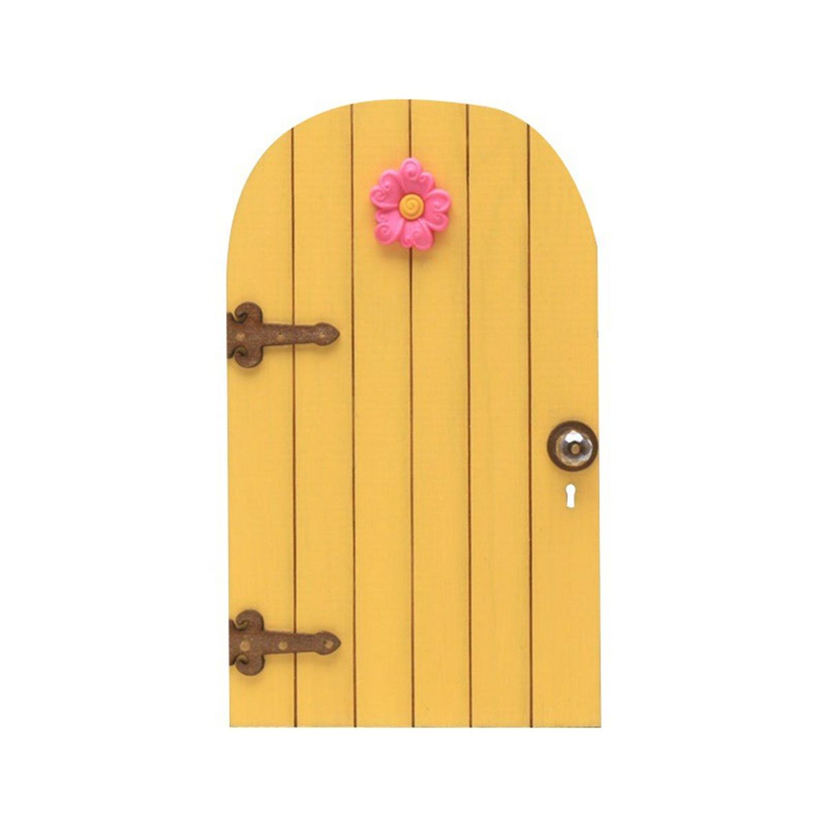 Miniature Fairy Door Miniature Garden Fairy Gate Figurine with Flower Decor Yellow