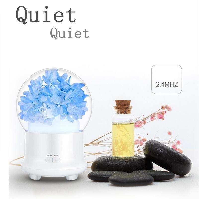 2019 New Leisure Time Ultrasonic Essential Oil Diffuser Aroma Diffuser Cool Mist Humidifier Preserved Fresh Flower Humidifier Eternal Hydrangea Blue {12 * 12 * 16.8cm}